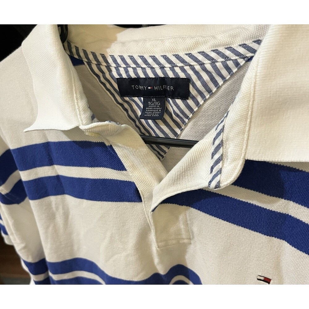 Men's Tommy Hilfiger Short-Sleeve Polo Shirt Size XL Blue Stripe - Picture 3 of 10